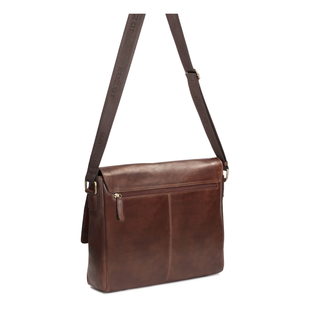 Kazar Elegante Leren Messenger Tas Urban Stijl Brown Heren