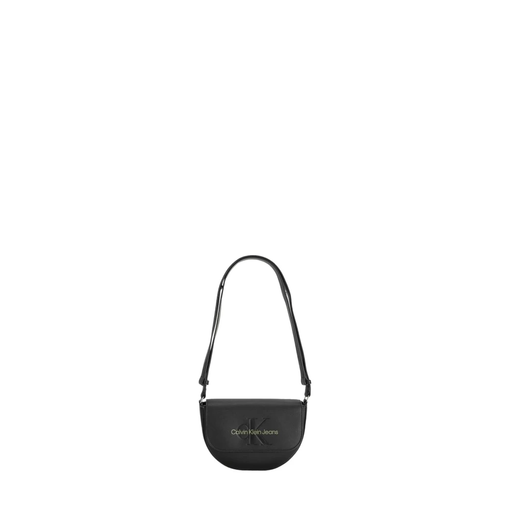 Calvin Klein Monogram Schoudertas PU Leer Black Dames