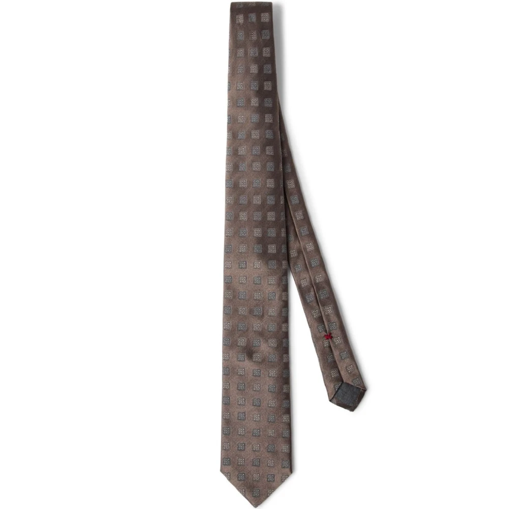BRUNELLO CUCINELLI Elegante Zijden Stropdas voor Mannen Brown Heren
