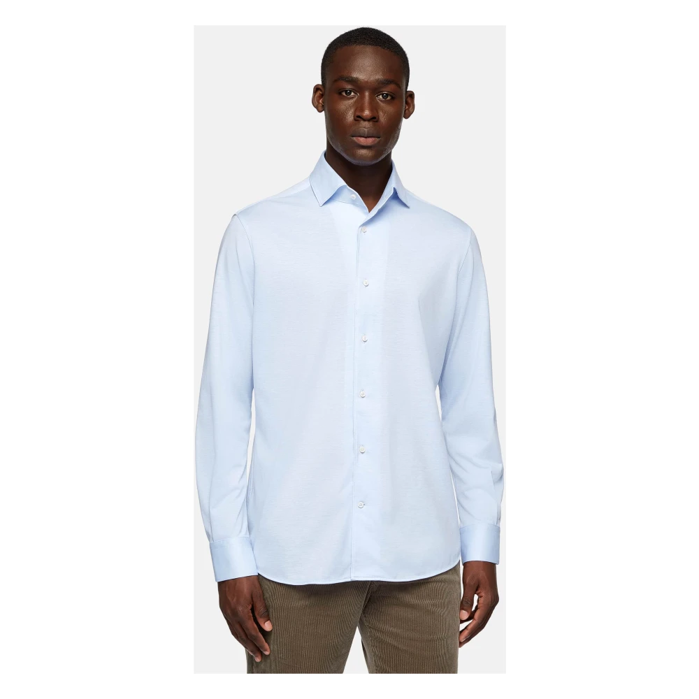 Boggi Milano Jersey Bowling Kraag Polo Shirt Reg Fit Blue Heren