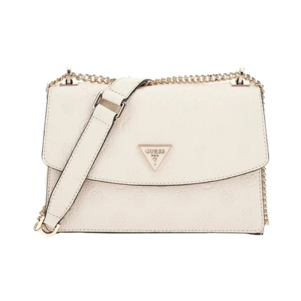 Guess Convertible Logo Schoudertas in Bone White Dames