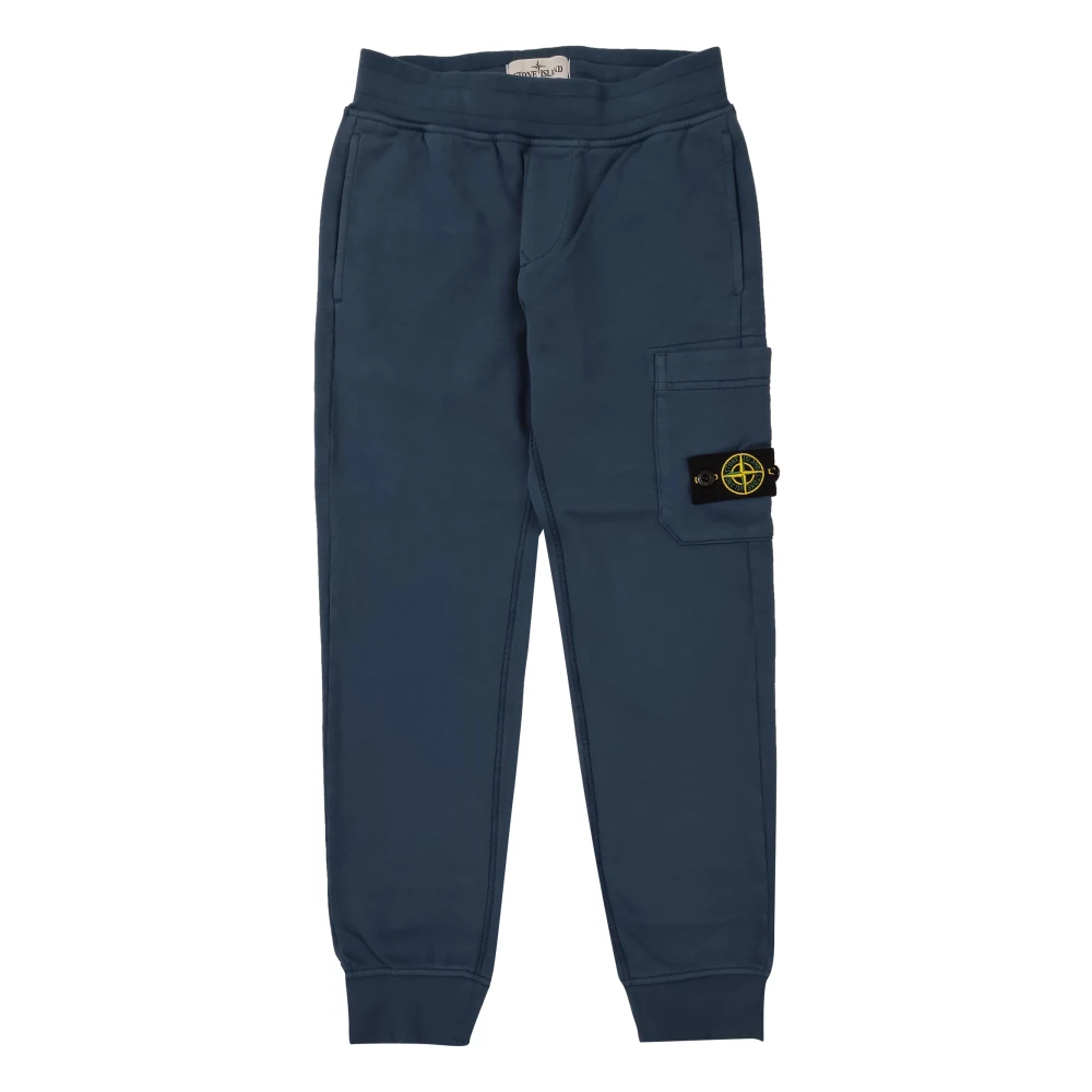 Stone Island Blue Sweatpants, Male, 8 Y, Cotton Fleece Sport Trousers