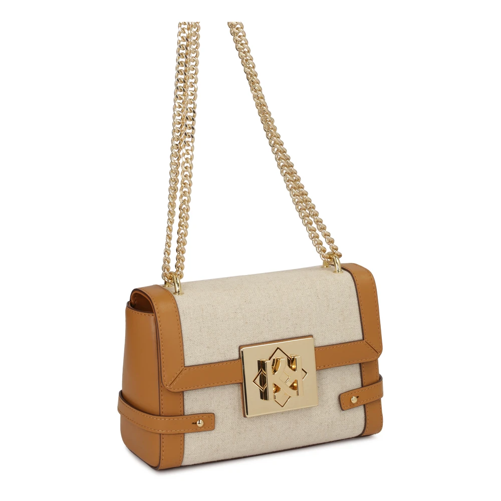 Kazar Beige linnen stof kettinghandtas Brown Dames
