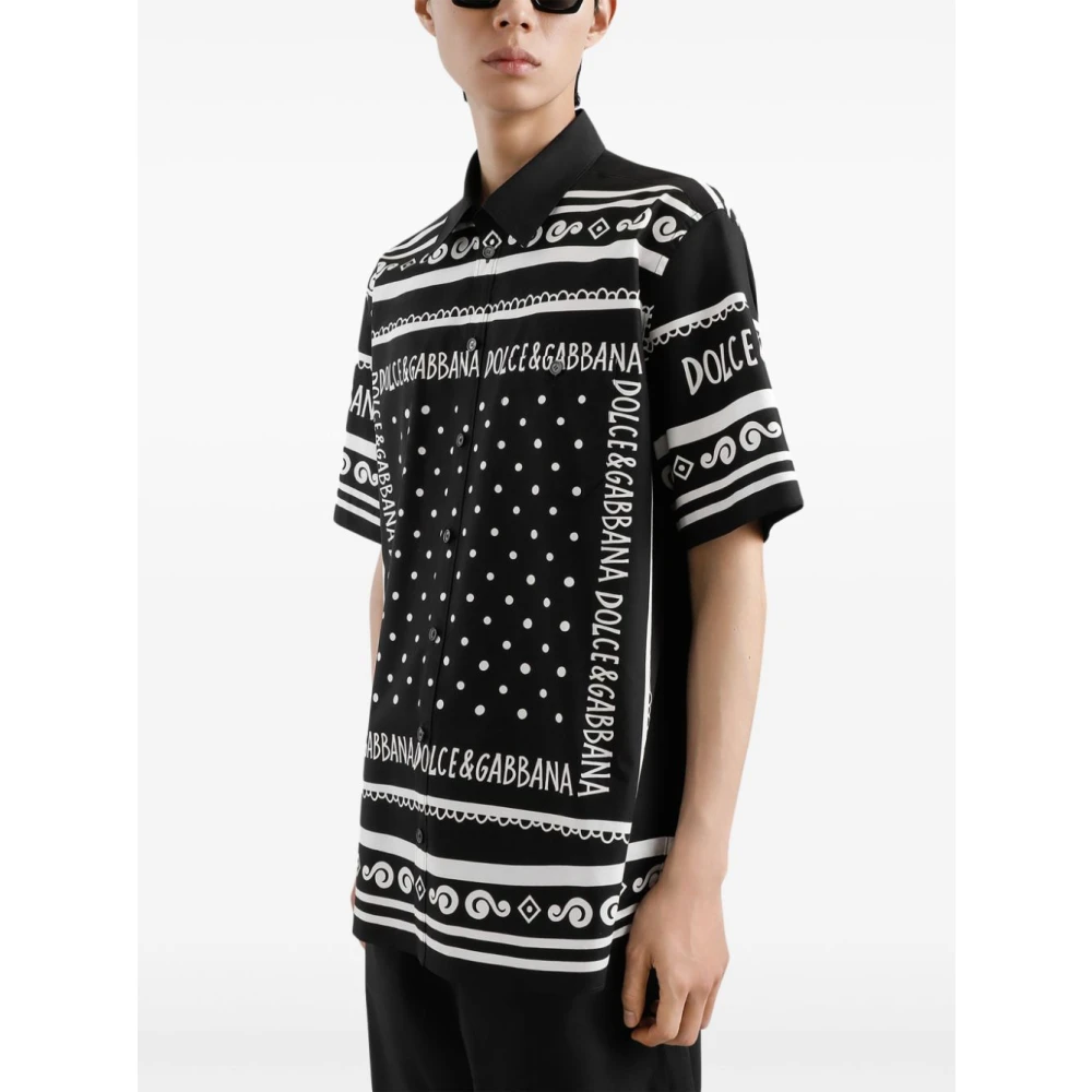 Dolce & Gabbana Zwart All-Over Print Shirt Italië Black Heren