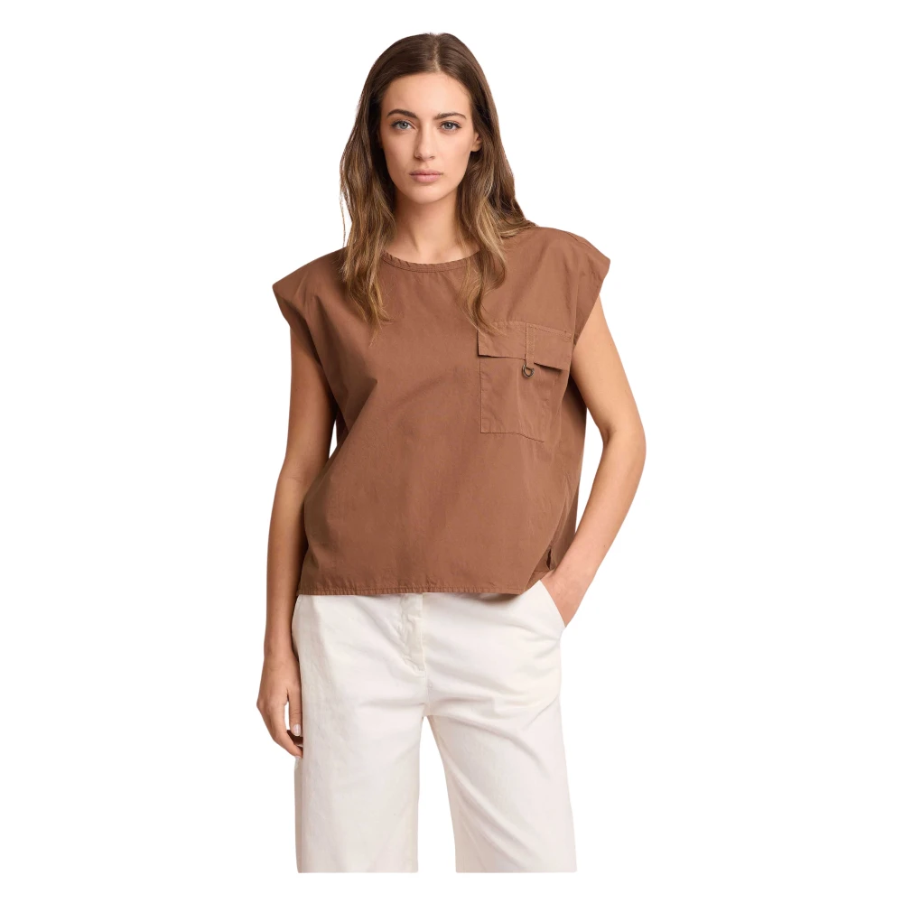 Kocca Brown Blouses, Female, Xs, Cotton Short-Sleeve Blouse