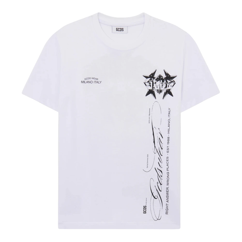 Gcds White T-Shirts, Male, Xs, Graphic Print T-Shirt