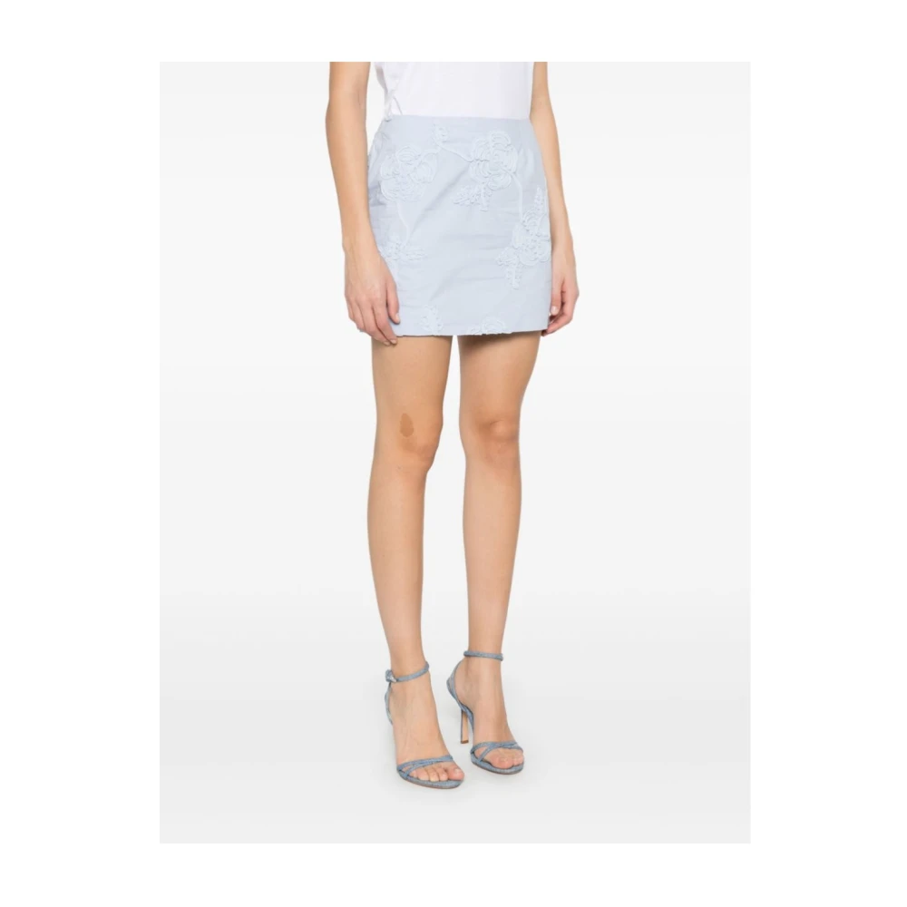 Rotate Birger Christensen Cotton Mini Rok Skyway Blue Dames