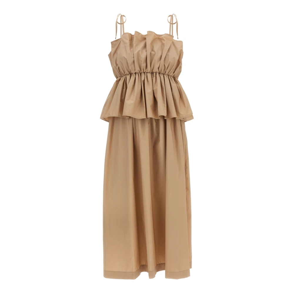 Twinset Women's Beige Midi Dresses, S, Long Cotton Poplin Dress
