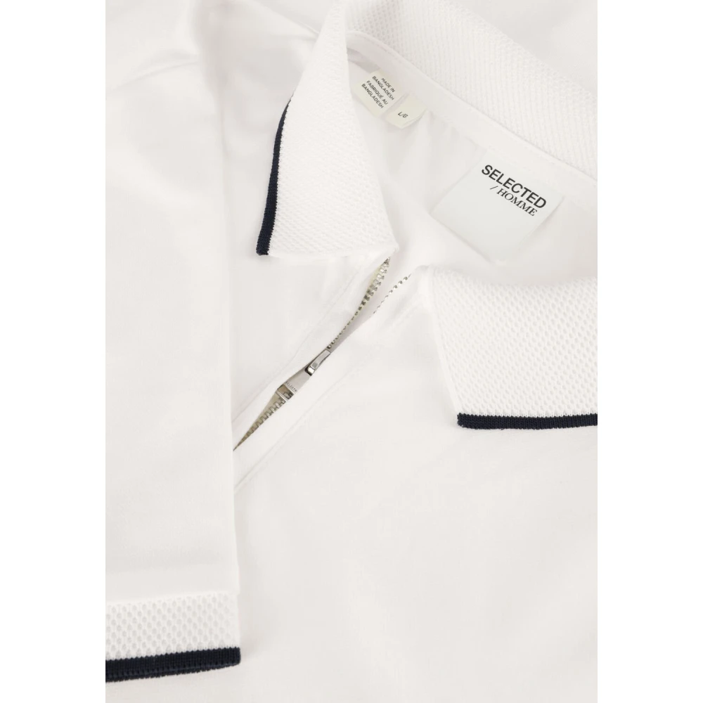 Selected Homme Sport Zip Polo Shirt Wit White Heren