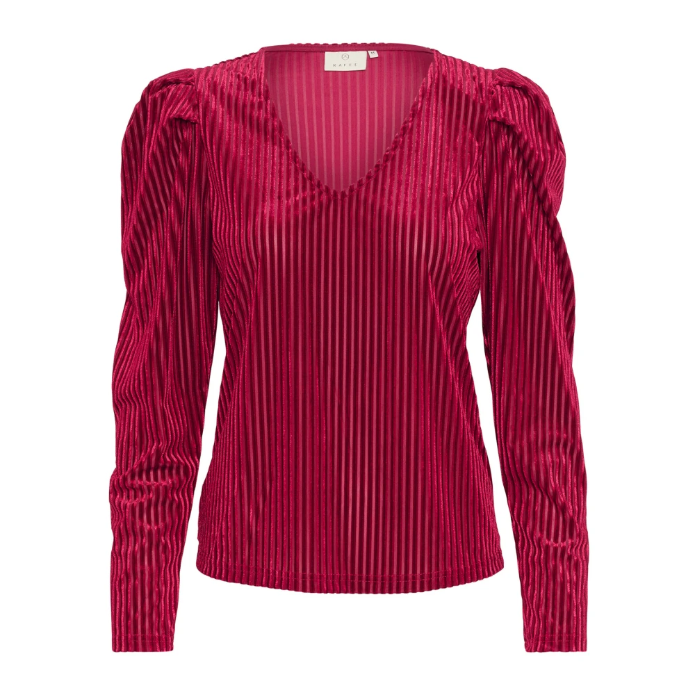 Kaffe Rode Elegante Top met Pofschouders Red Dames