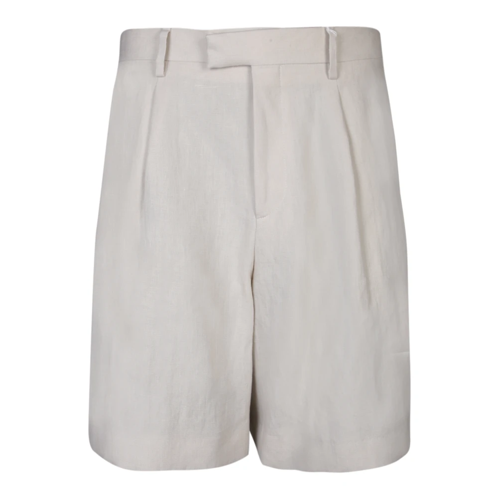 Lardini Linnen Bermuda Shorts met zijzakken Beige Heren
