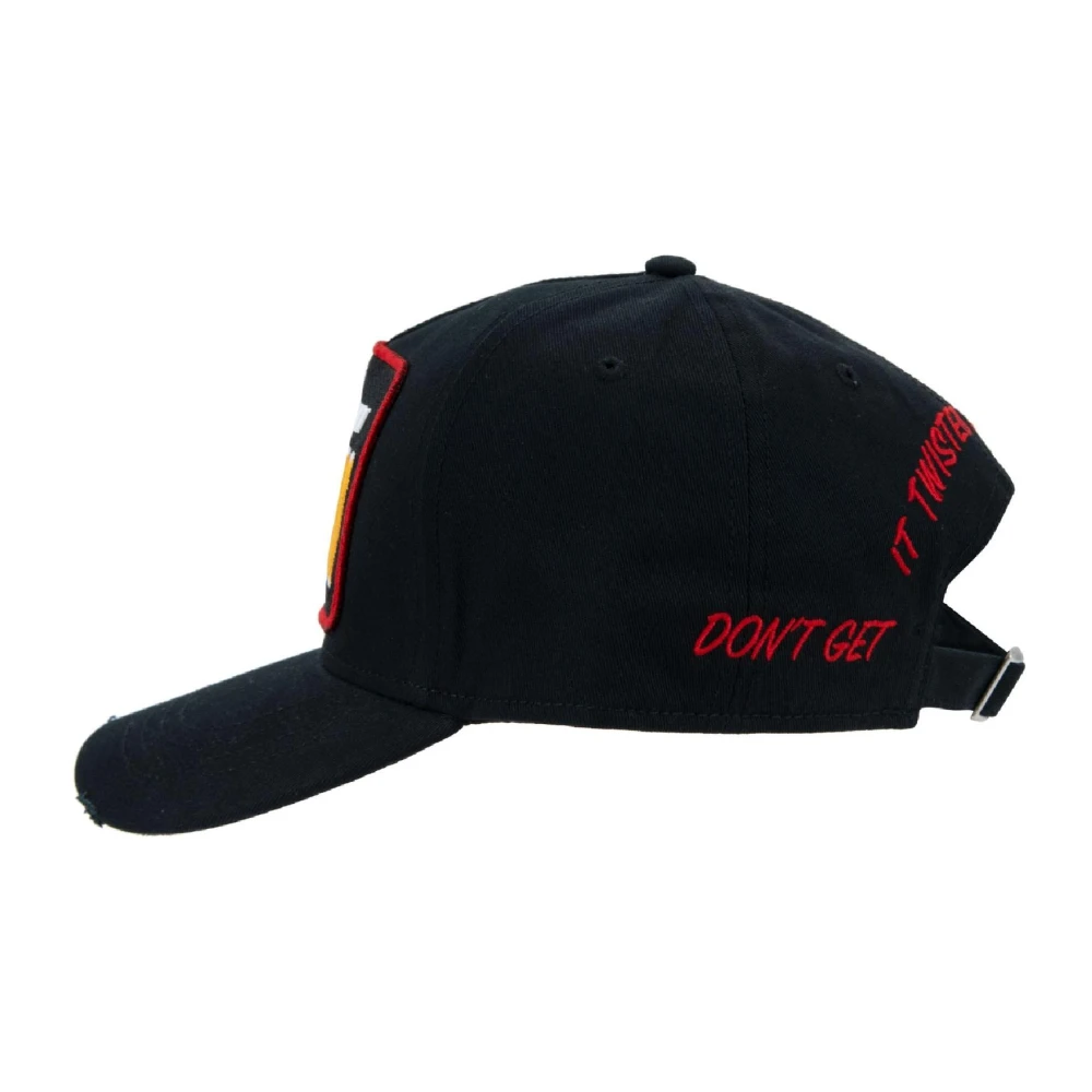 Dsquared2 Geborduurde baseballpet met gesp Black Unisex