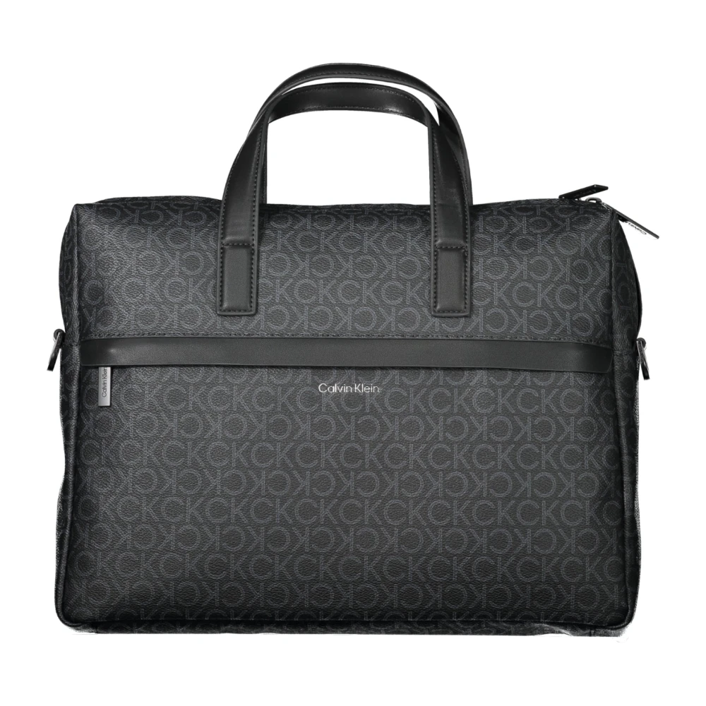 Calvin Klein Zwarte heren aktetas met laptopvak Black Heren