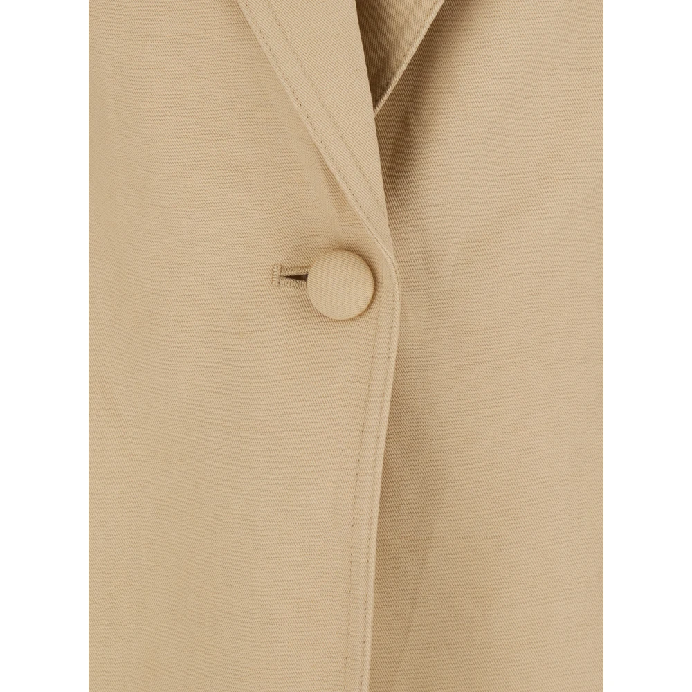 Twinset Beige Linnen Blend Jas met Klassieke Revers Beige Dames