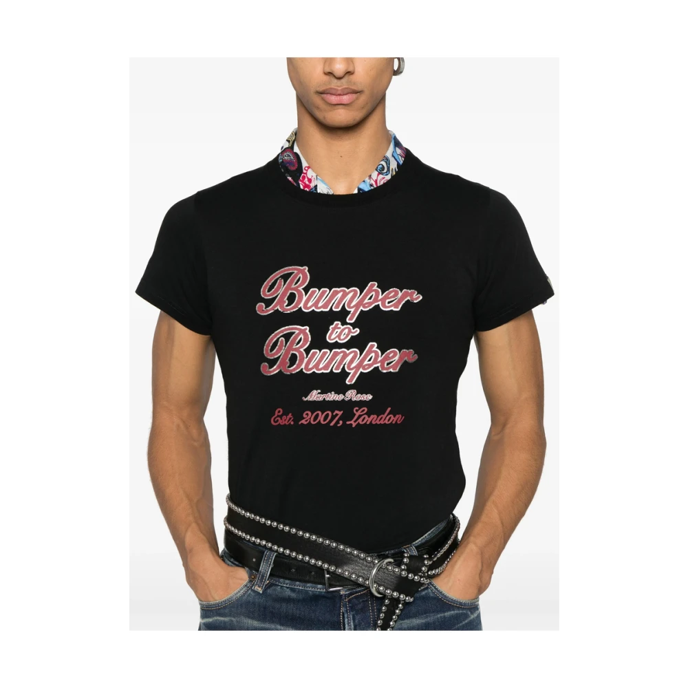 Martine Rose Zwarte Tekst Print Logo T-shirt Black Heren