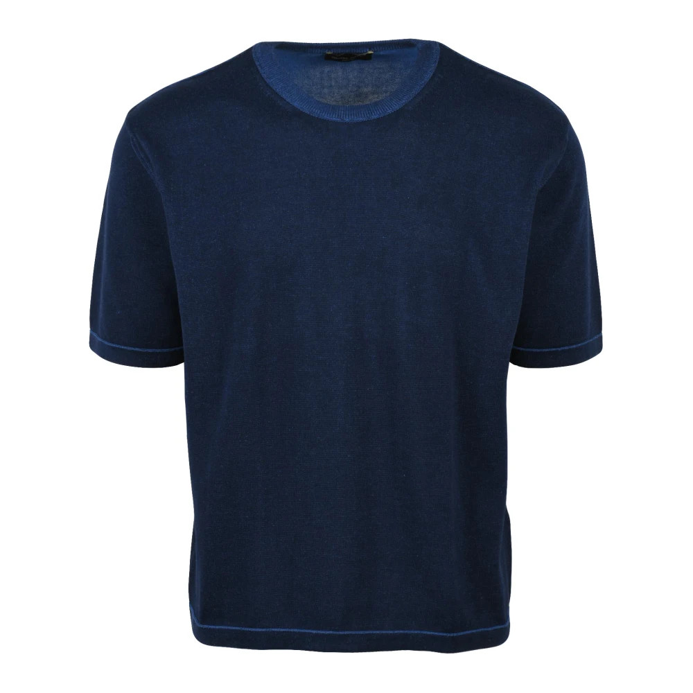 Roberto Collina Men's Blue Maglioncino Girocollo - Round-Neck Knitwear - M - Knitwear