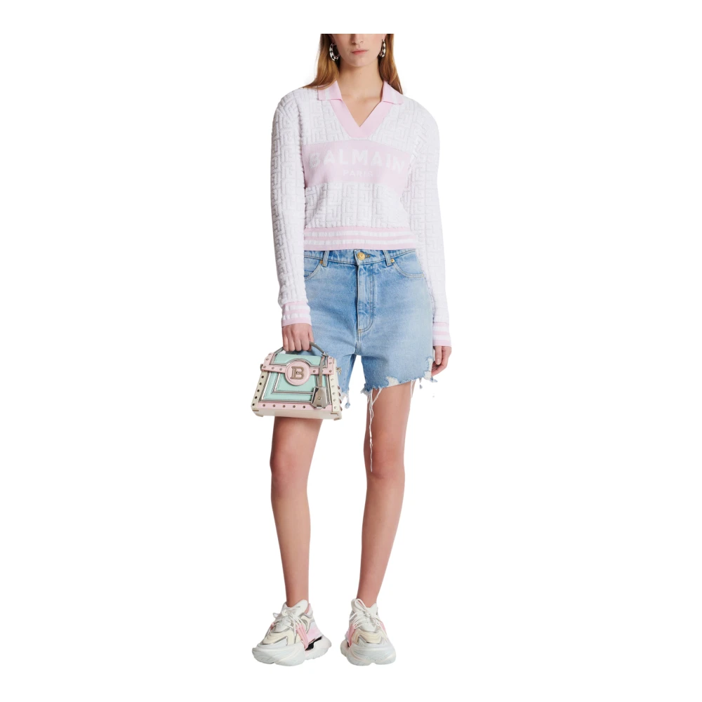 Balmain Monogram gebreide polo Pink Dames