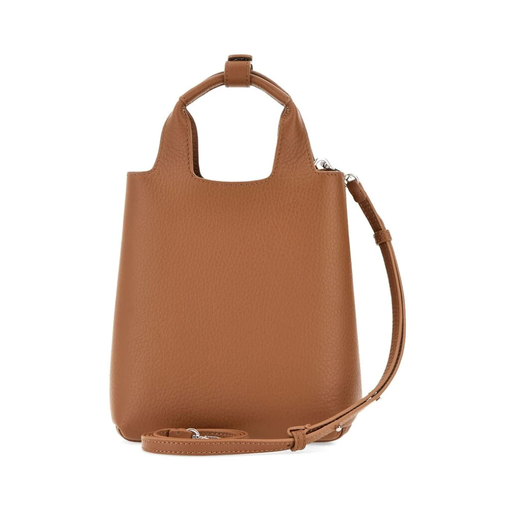 Hogan Kameelbruine Leren Handtas met Logo Brown Dames