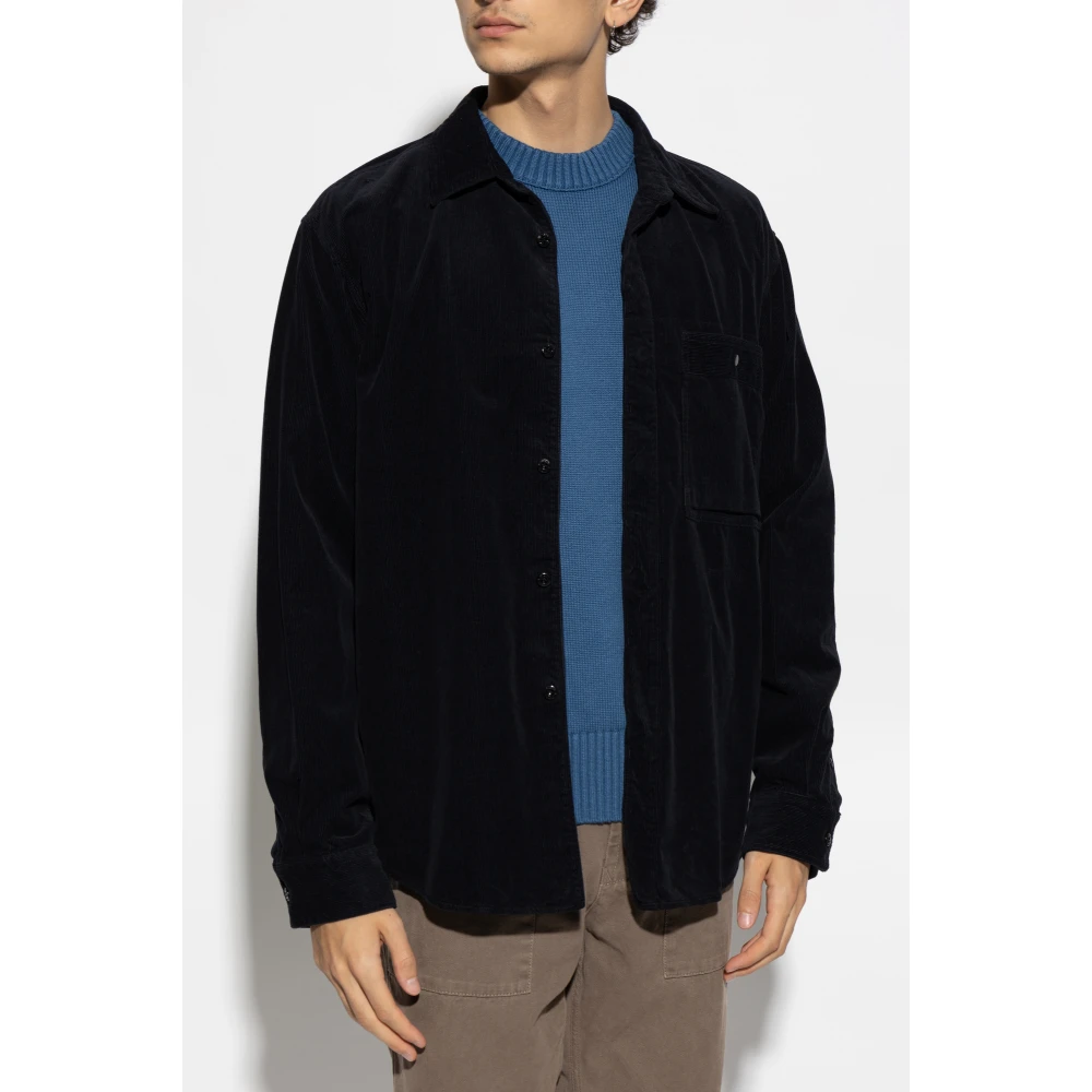 Stone Island Ribfluwelen Overhemd Black Heren