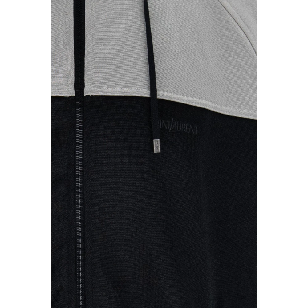 Saint Laurent Heren Zip Hoodie met Hoge Kraag Black Heren