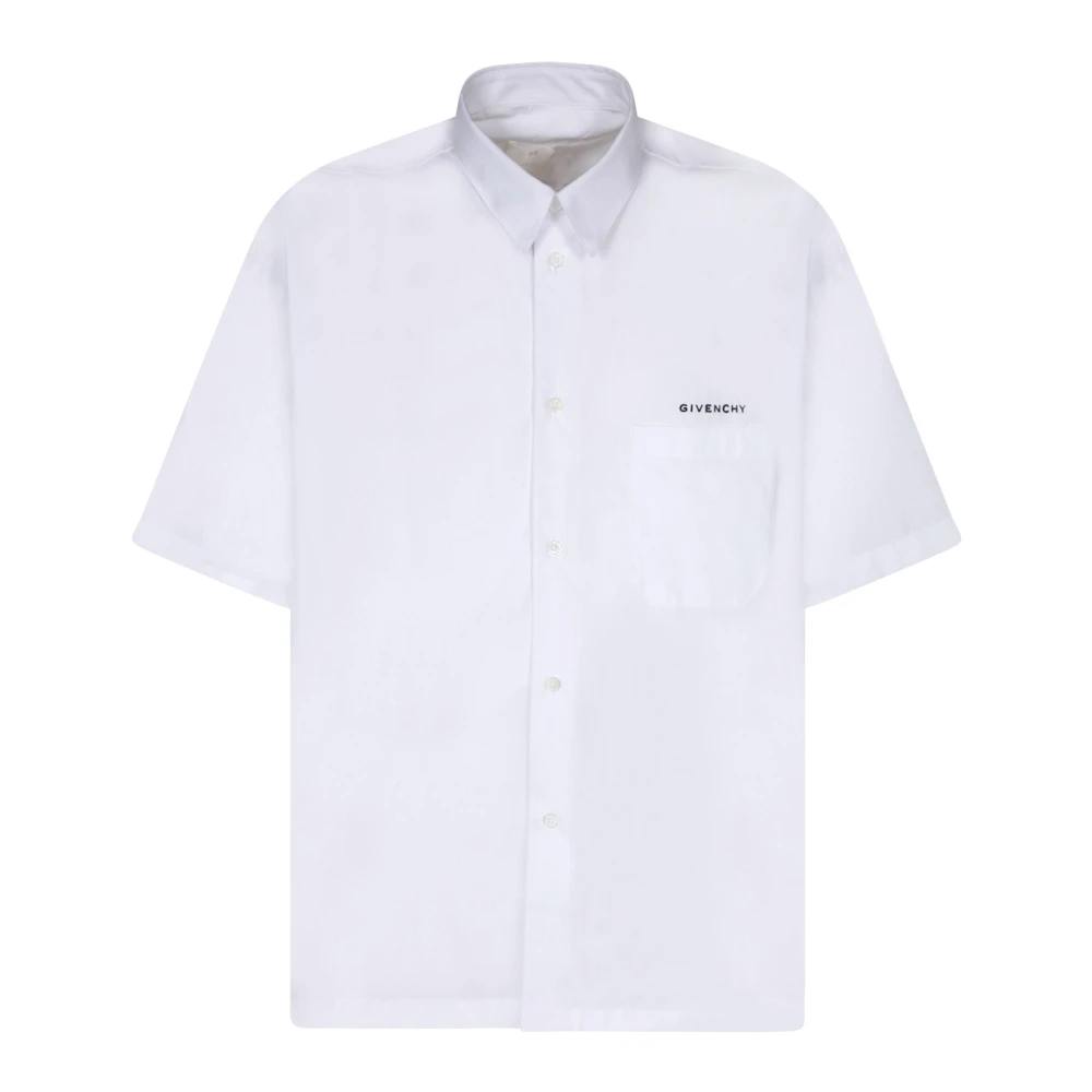 Givenchy Witte Logo Geborduurde Boxy Fit Shirt White Heren