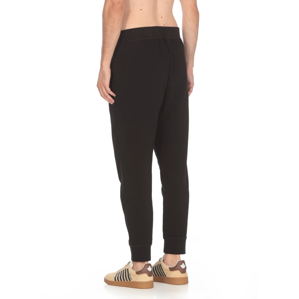 Dsquared2 Zwarte Katoenen Elastische Taille Broek Black Heren