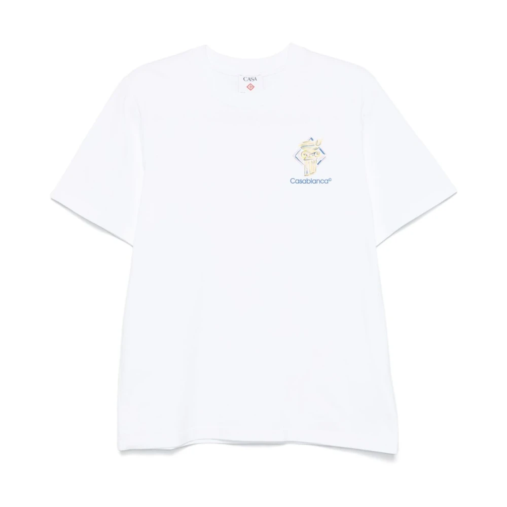 Casablanca Wit Logo Print Crew Neck T-shirt White Heren