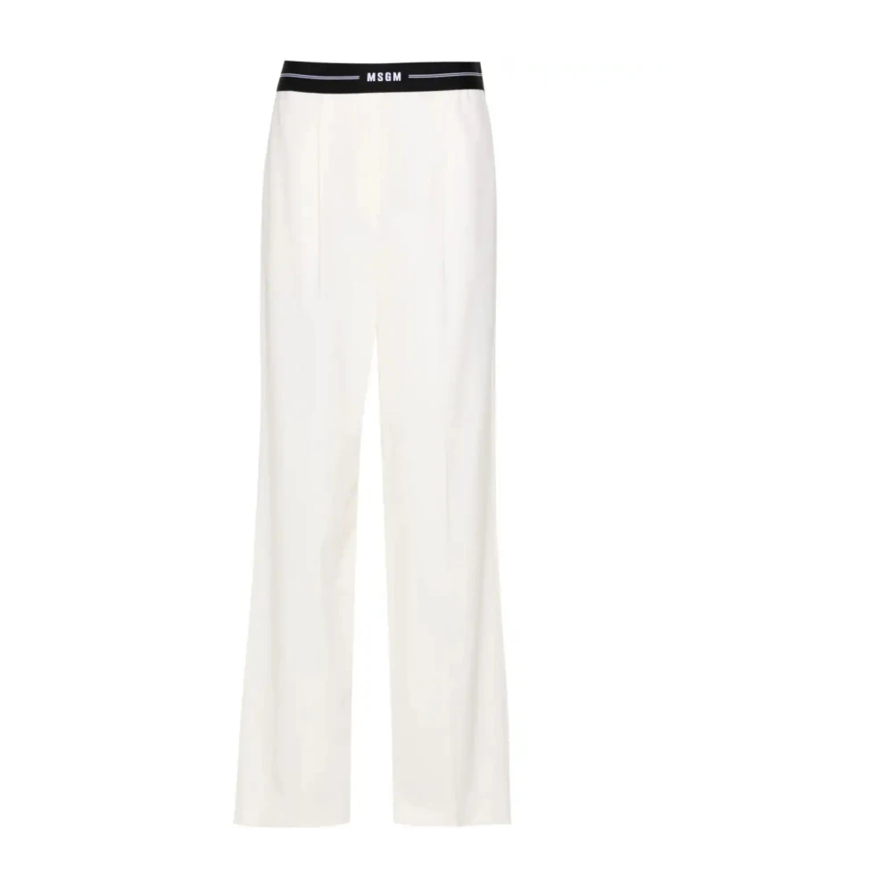 Msgm Women's White Wide Trousers, S, Pantalone Trousers