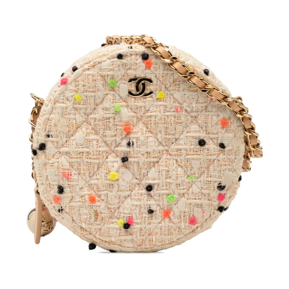 Chanel Vintage Women's Brown Pre-Owned Round Tweed Shoulder Bag