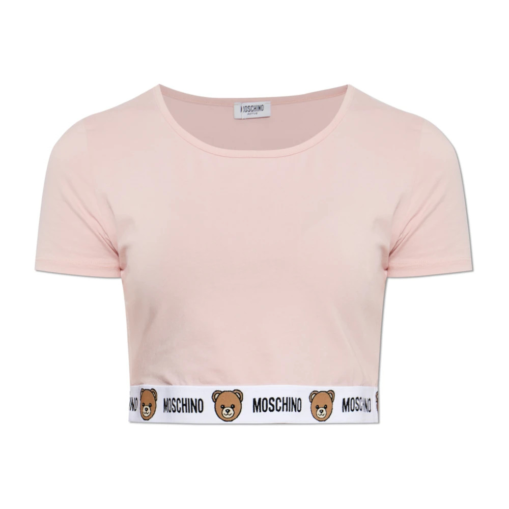 Moschino Vrouw Roze Tops Dames, L, Katoen, Cropped Top