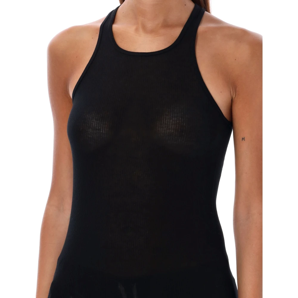 Rick Owens Zwarte Rib Tank Top Aw24 Black Dames
