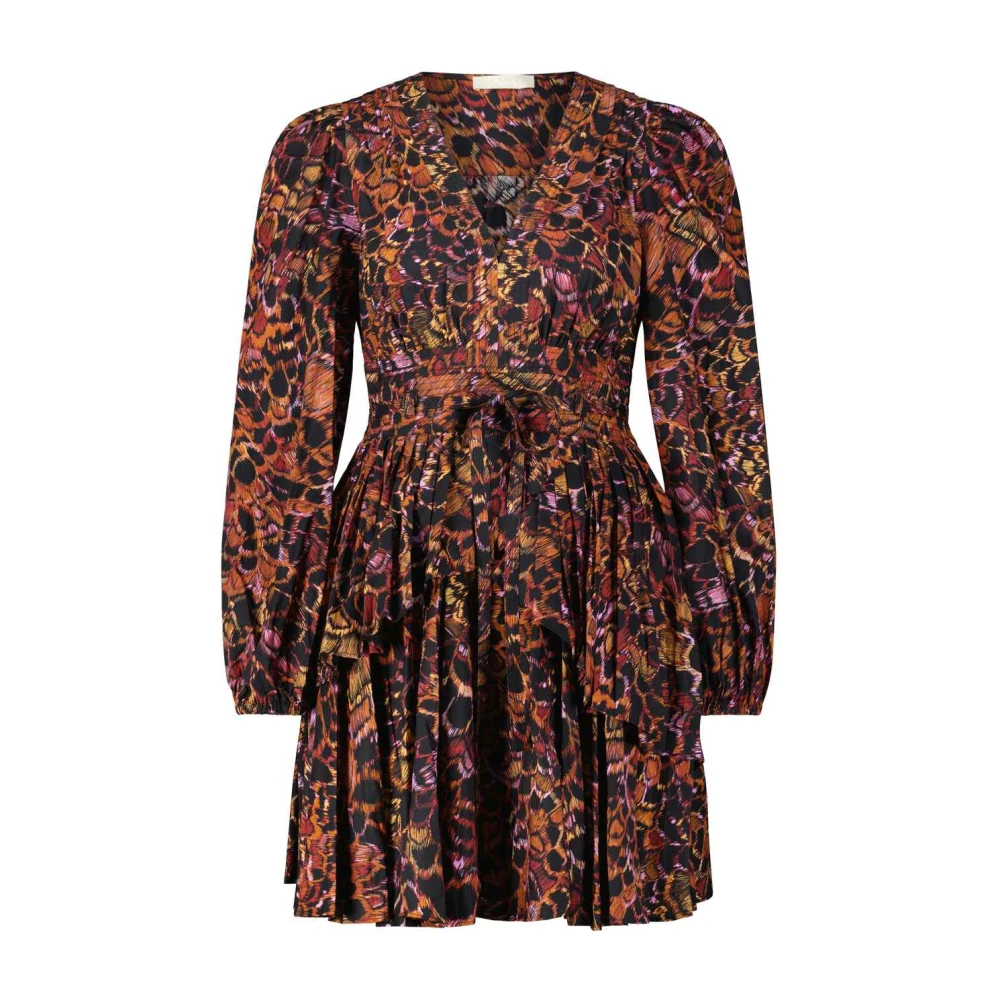 Ulla Johnson Gestreepte jurk met ruchedetail Brown Dames