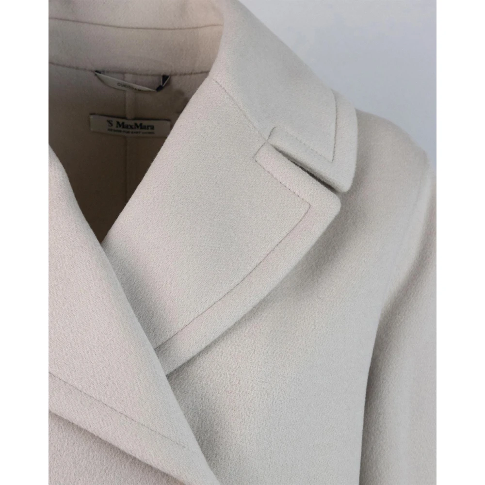 Max Mara Studio Witte Wollen Jas Zijde Gevoerd White Dames