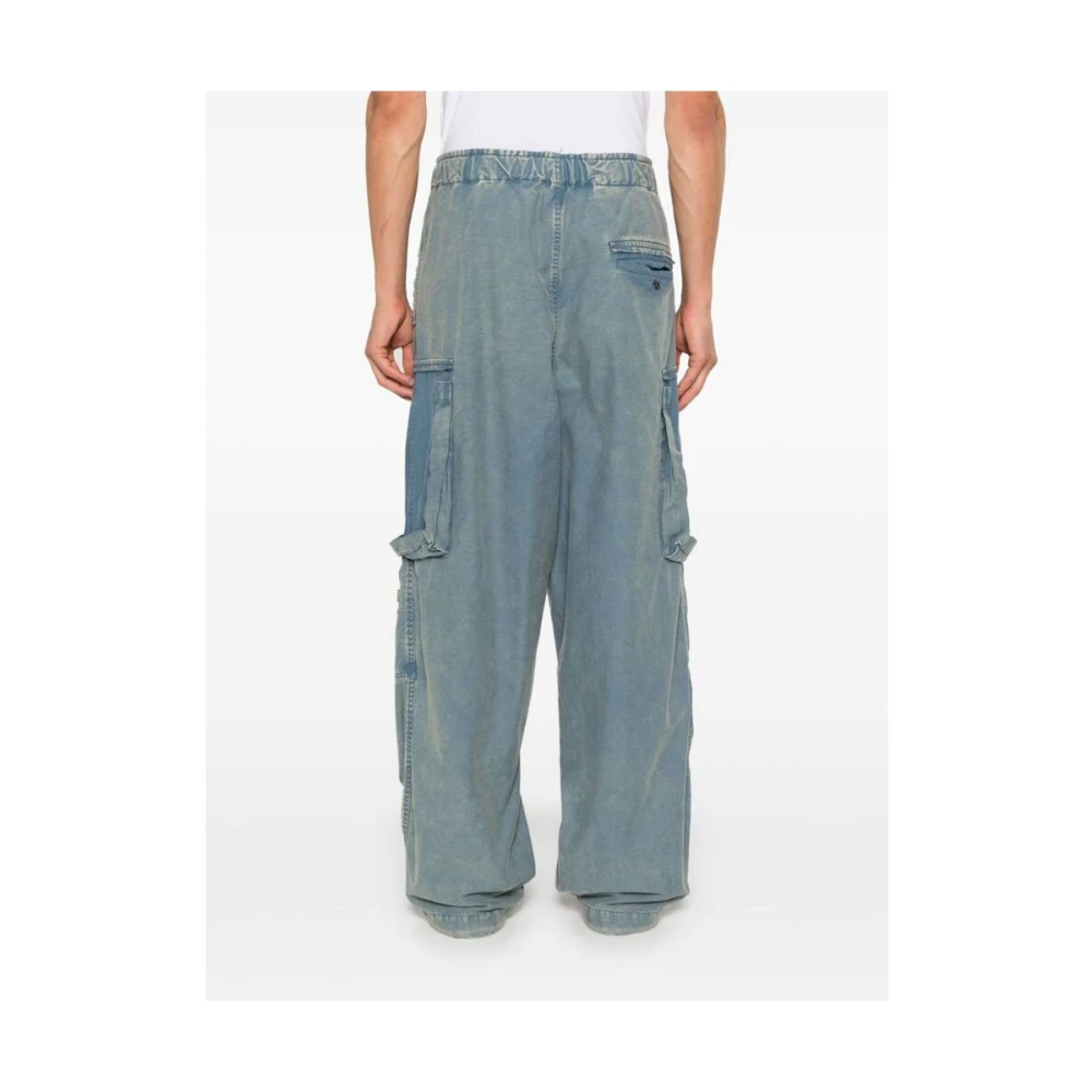 Mihara Yasuhiro Blauwe Katoenen Patchwork Trekkoord Broek Blue Heren