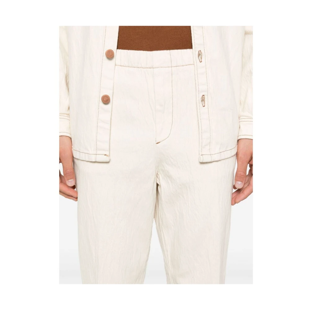 Cruna Beige Denim Elastische Trekkoordbroek Beige Heren