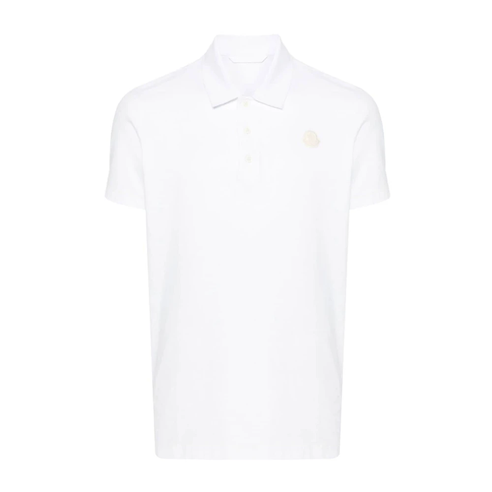 Moncler Wit Katoenen Poloshirt met Logopatch White Heren