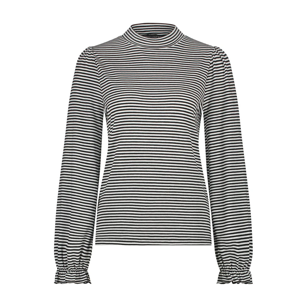 Tramontana Gestreepte Lurex Top Lange Mouw Black Dames