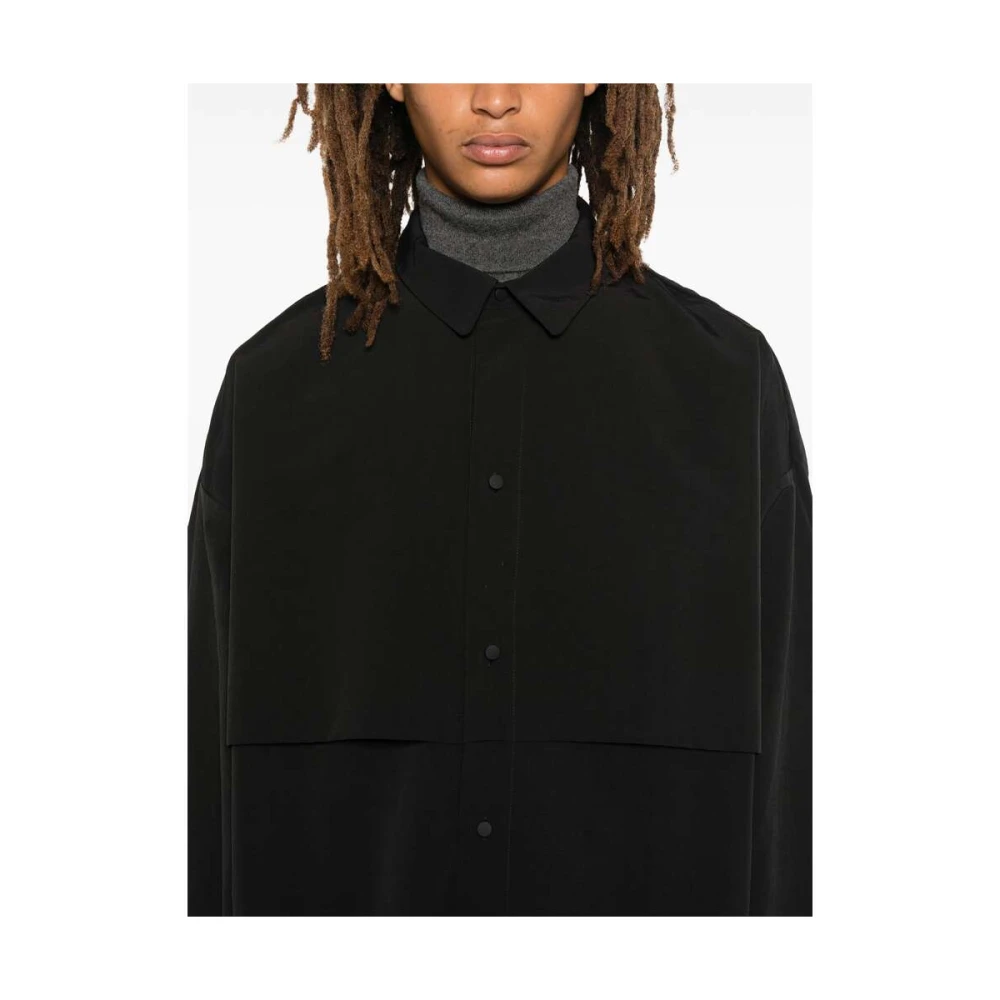 Fear Of God Zwarte Jersey Knoopshirt Black Heren