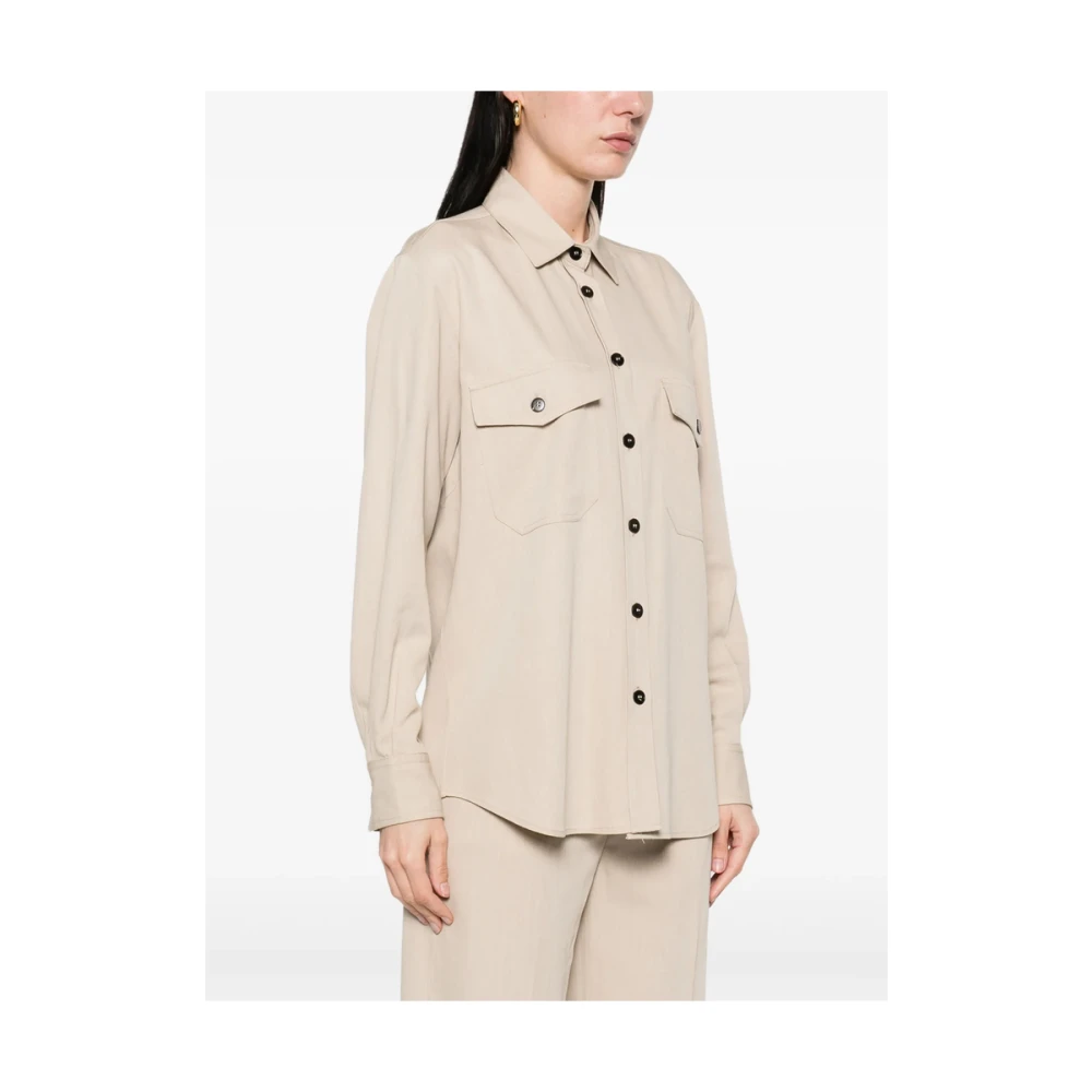 Antonelli Firenze Beige Overhemd met Zakken Beige Dames