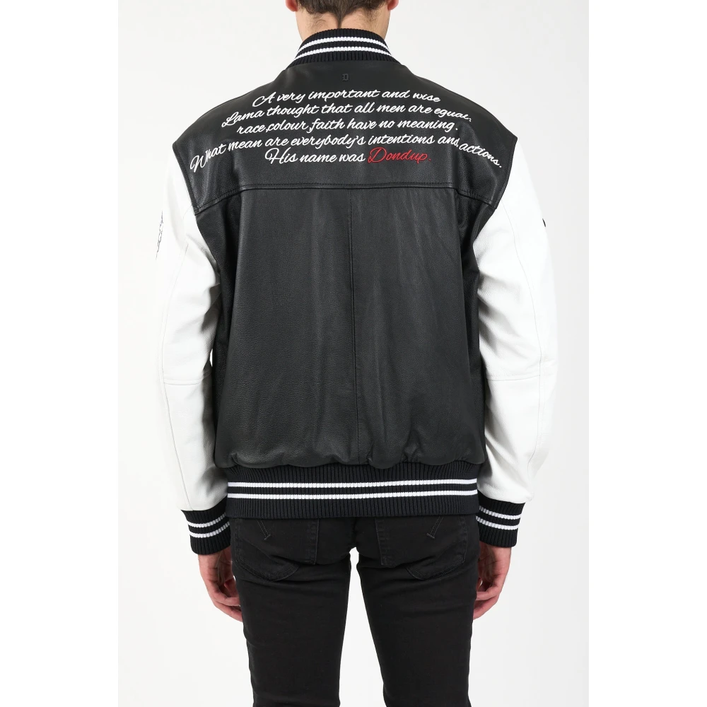 Dondup Leren College Jack met Patches Black Heren