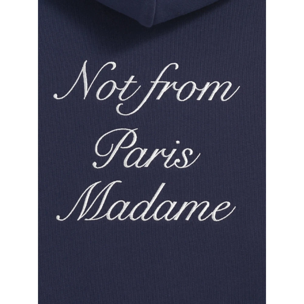 Drole de Monsieur Calligraphy Slogan Hoodie in Navy Blue Heren