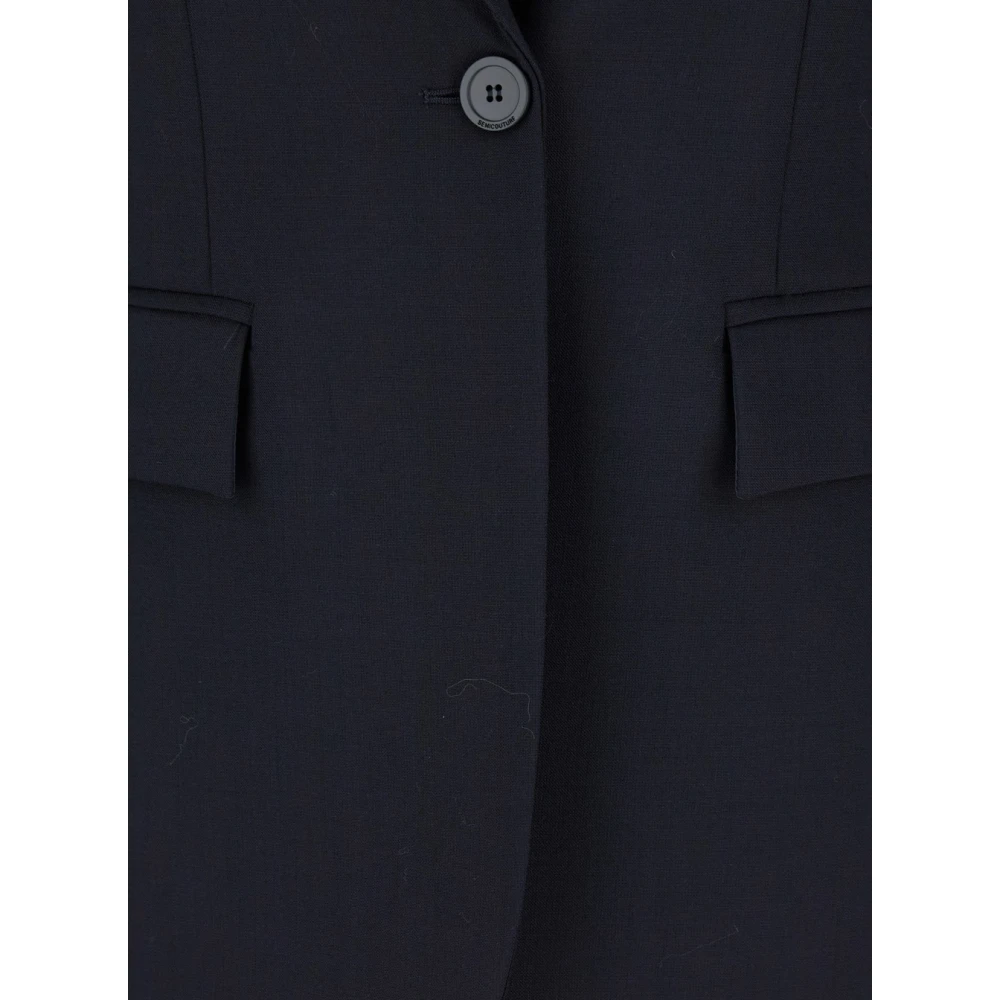 Semicouture Blauwe Single-Breasted Jas met Zakken Blue Dames