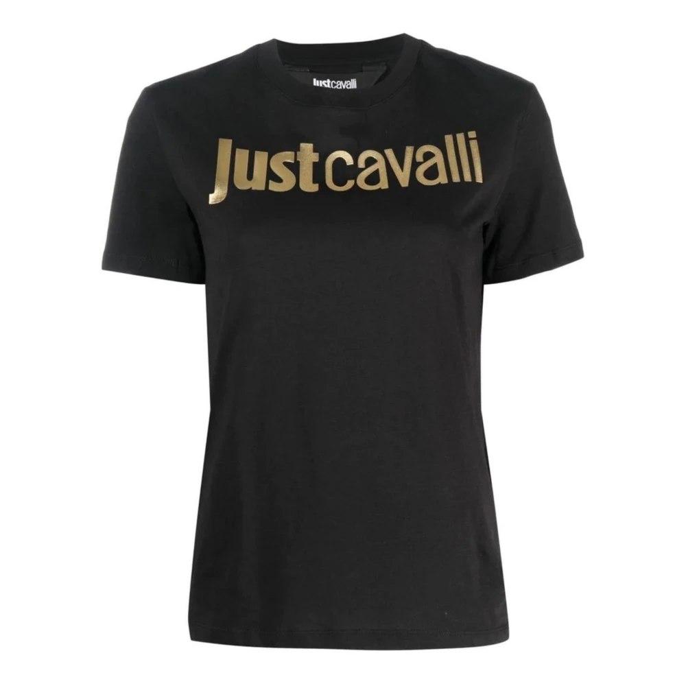Roberto Cavalli Stijlvolle T-shirts en Polos met Gouden Logo Black Dames