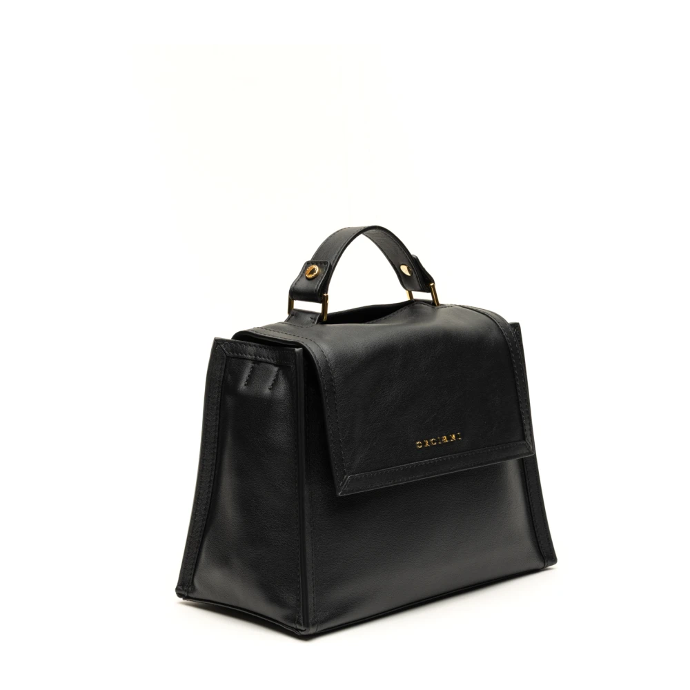 Orciani Zwarte Leren Handtas Black Dames