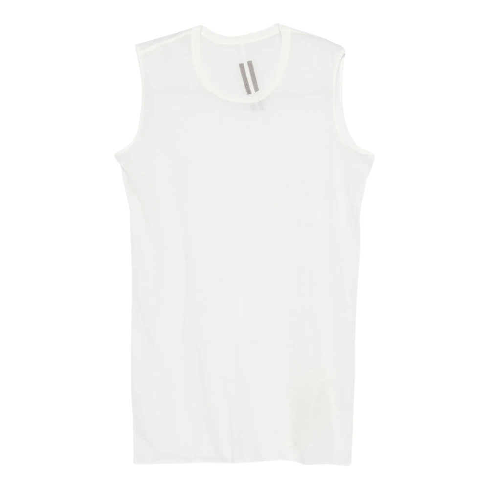 Rick Owens White Ribbed Raw Edges T-Shirt - Male - Sleeveless Tops - S - Tops