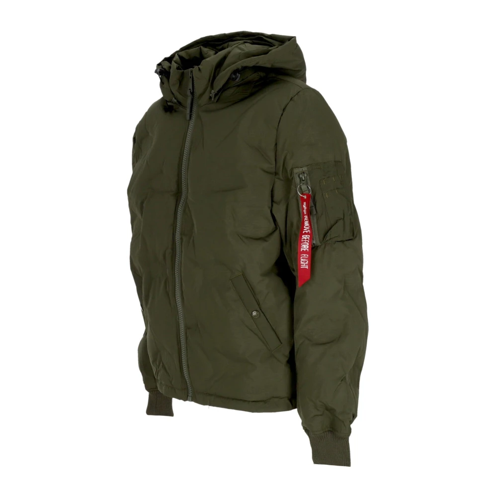 alpha industries Logo Puffer Donsjas Donker Olijf Green Heren