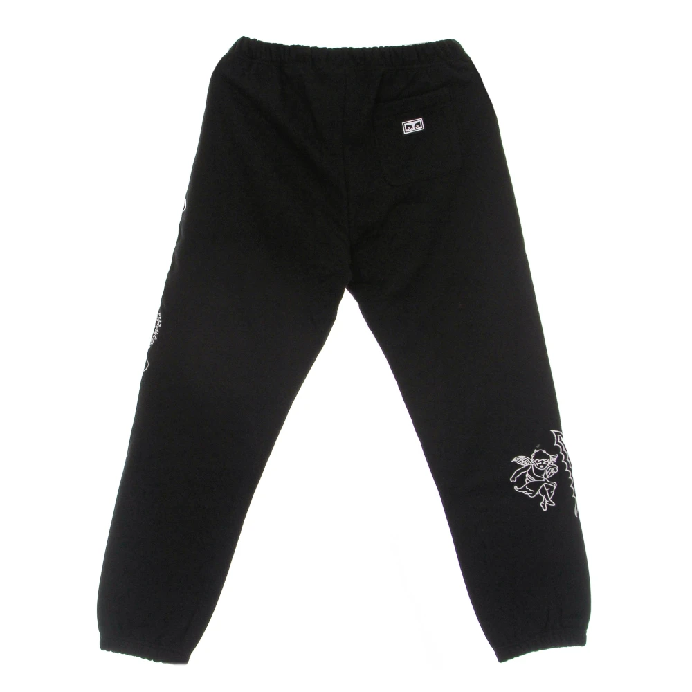 Obey Zwarte Fleece Sweatpant met Zakken Black Heren