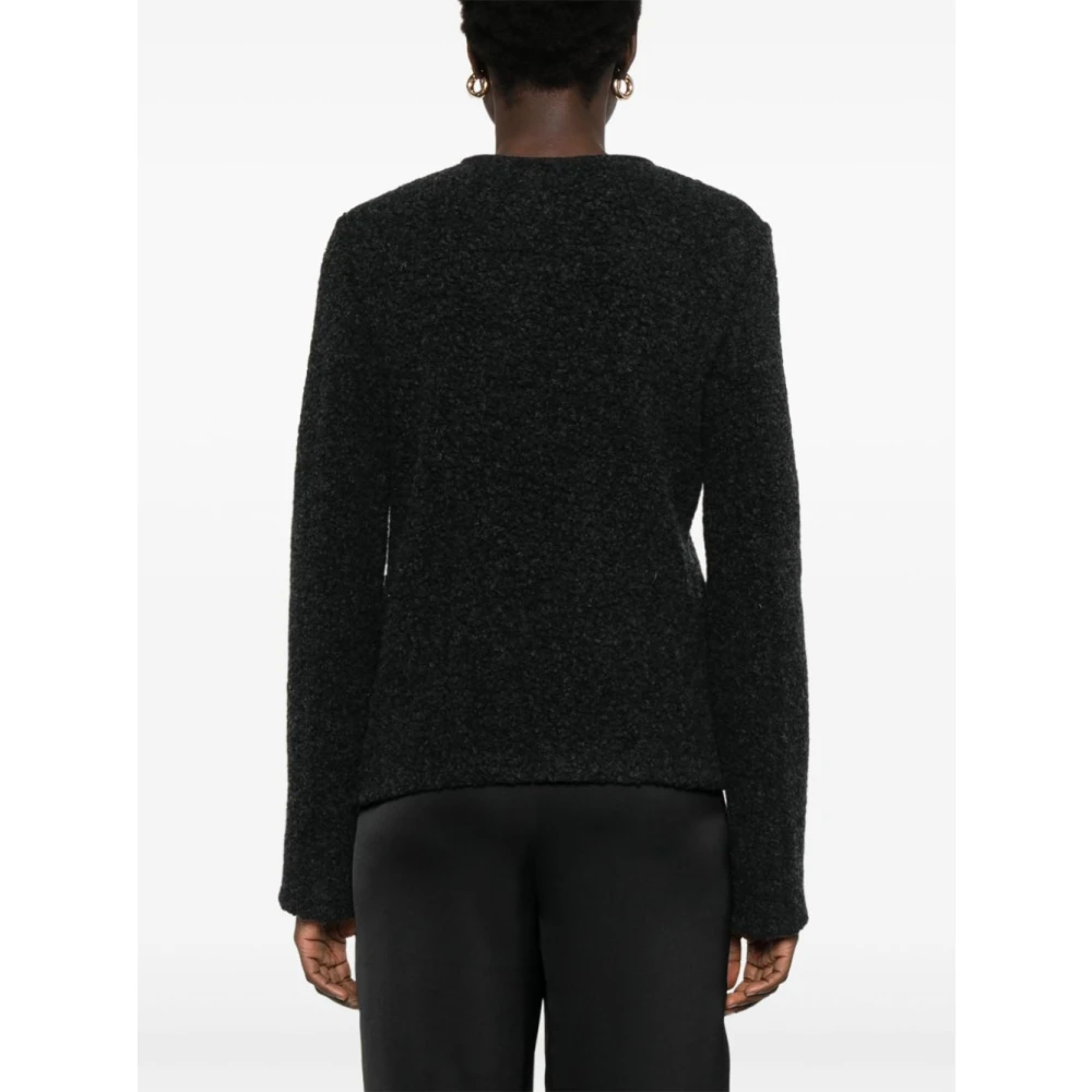 Emporio Armani Grijze Bouclé Double-Breasted Jas Gray Dames