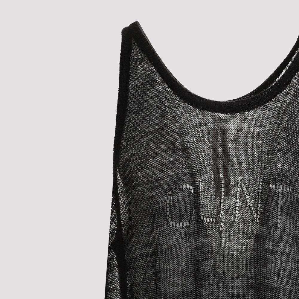 Rick Owens Zwarte Wollen Tanktop Ronde Hals Black Heren