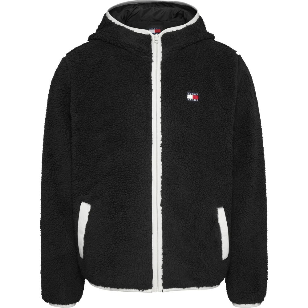 Tommy Jeans Men's Black Faux Fur Shearling Jackets Zip